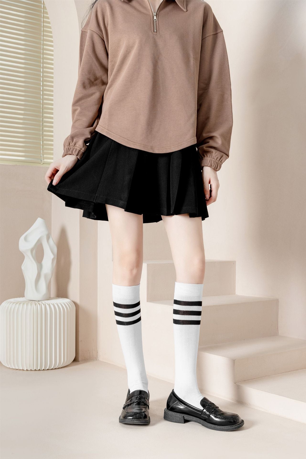 Three Stripe Micro Compression Socks for Women | Slimming Long Socks