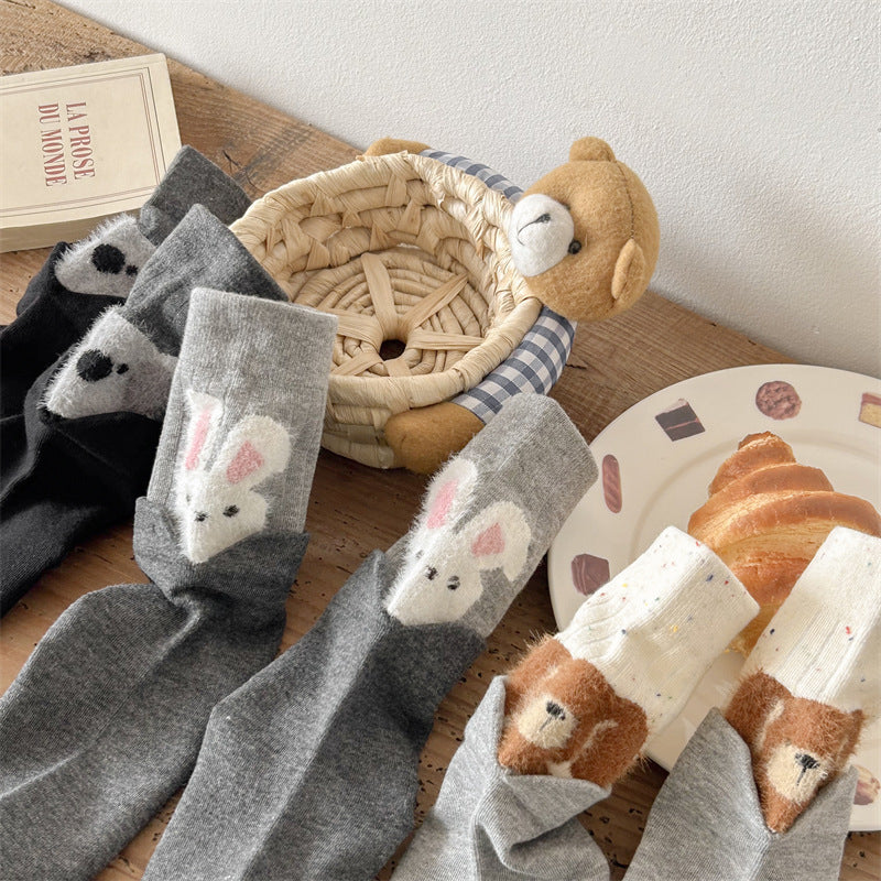 Cozy Cotton Cartoon Crew Socks for Women | Warm Winter Everyday Socks