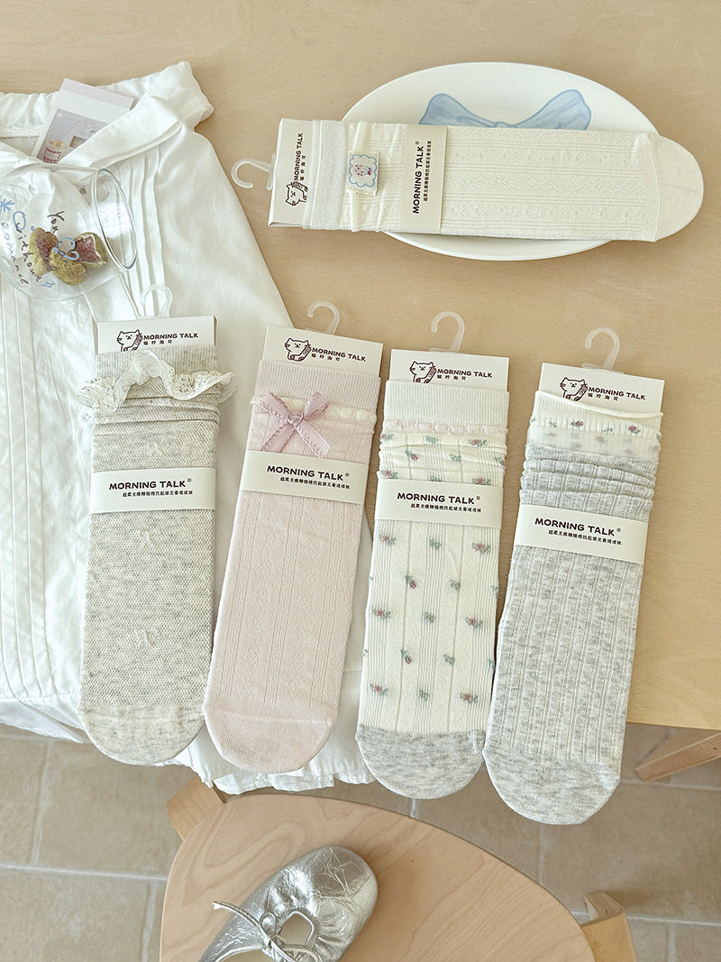 Seamless Cotton Crew Socks for Women | Fresh Pastel Slouch Socks