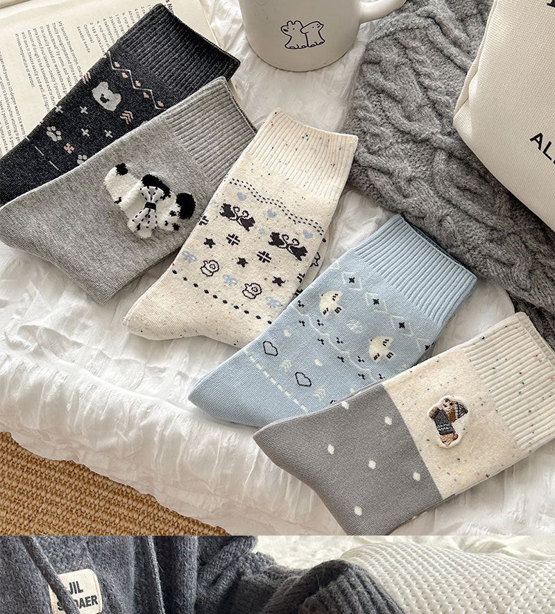 Cozy Cotton Crew Socks for Women | Cute Patterned Winter Socks