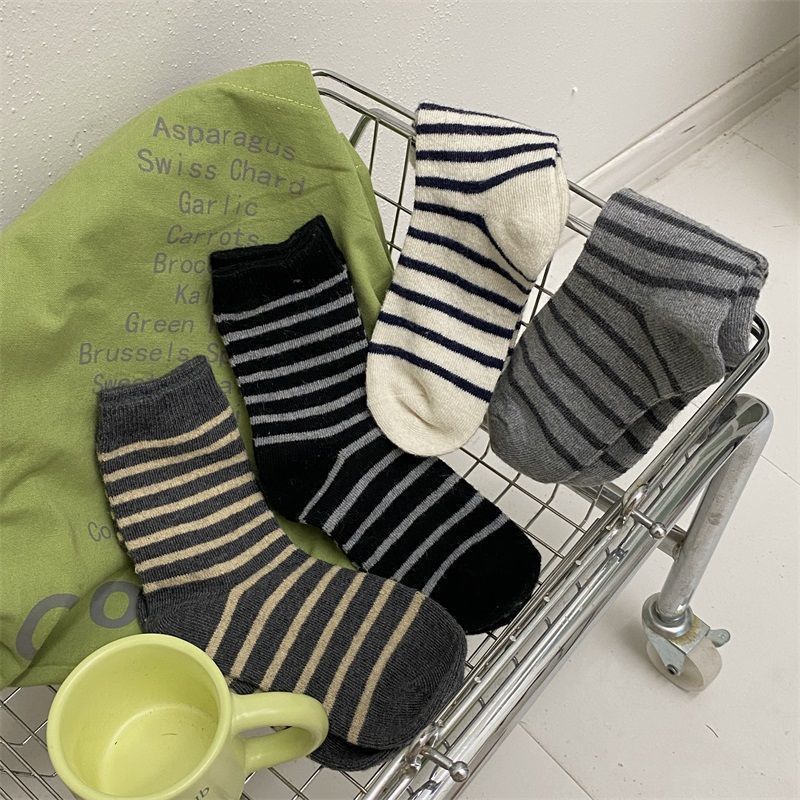 Cozy Striped Crew Socks for Women | Thick Warm Winter Socks