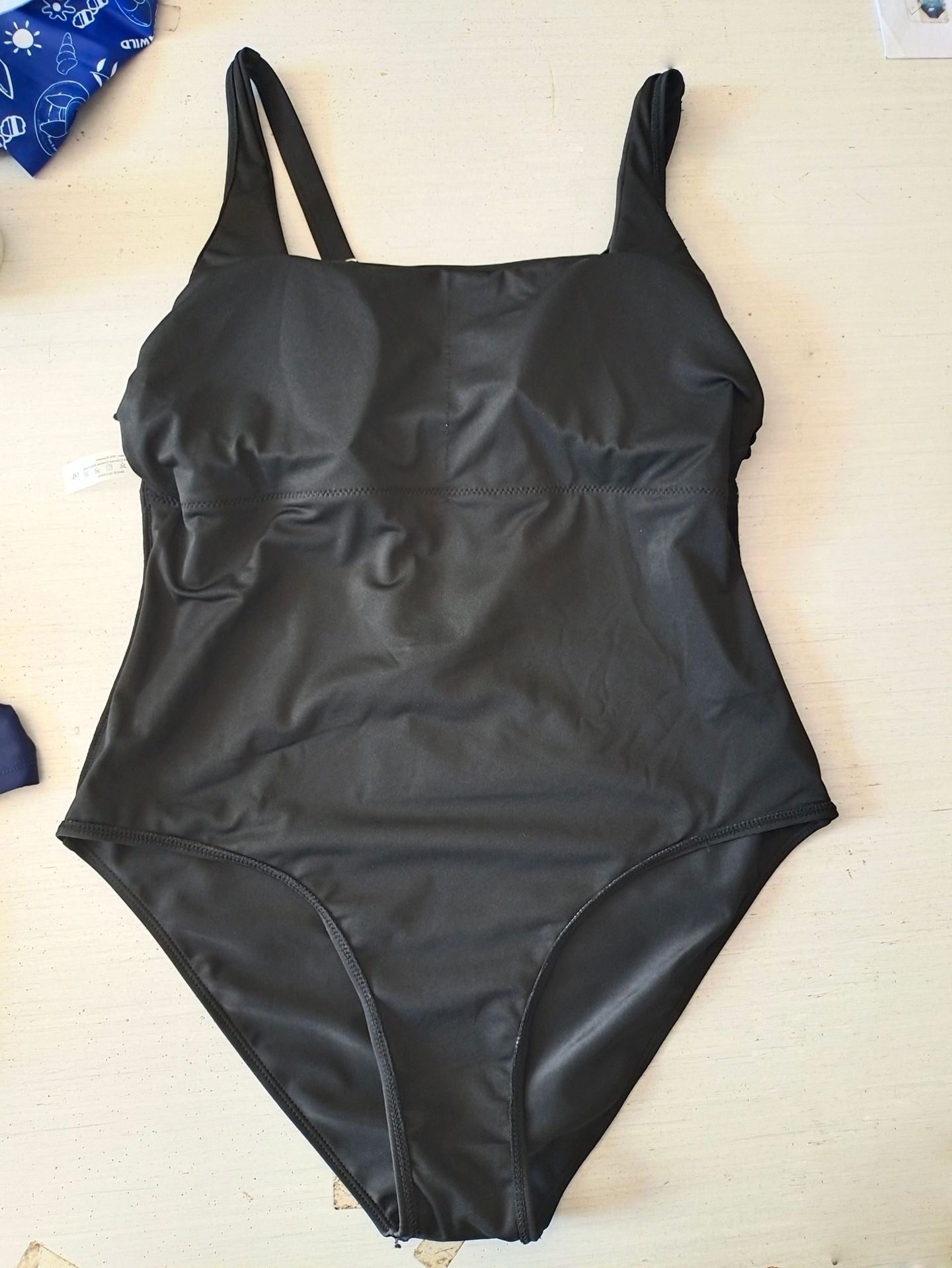 Black Plus Size Square Neck One-Piece Swimsuit | Curvy Women's Swimwear
