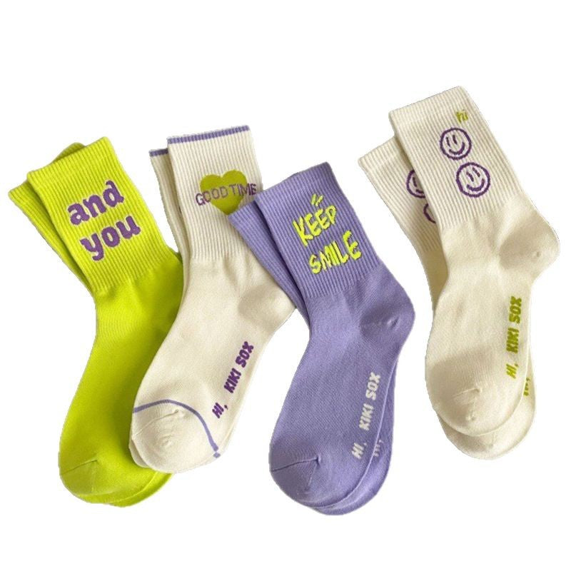 Trendy Graphic Crew Socks | Cotton Casual Athletic Socks for Women