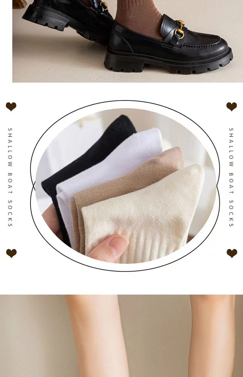 Solid Ribbed Crew Socks for Women | Breathable Casual Socks