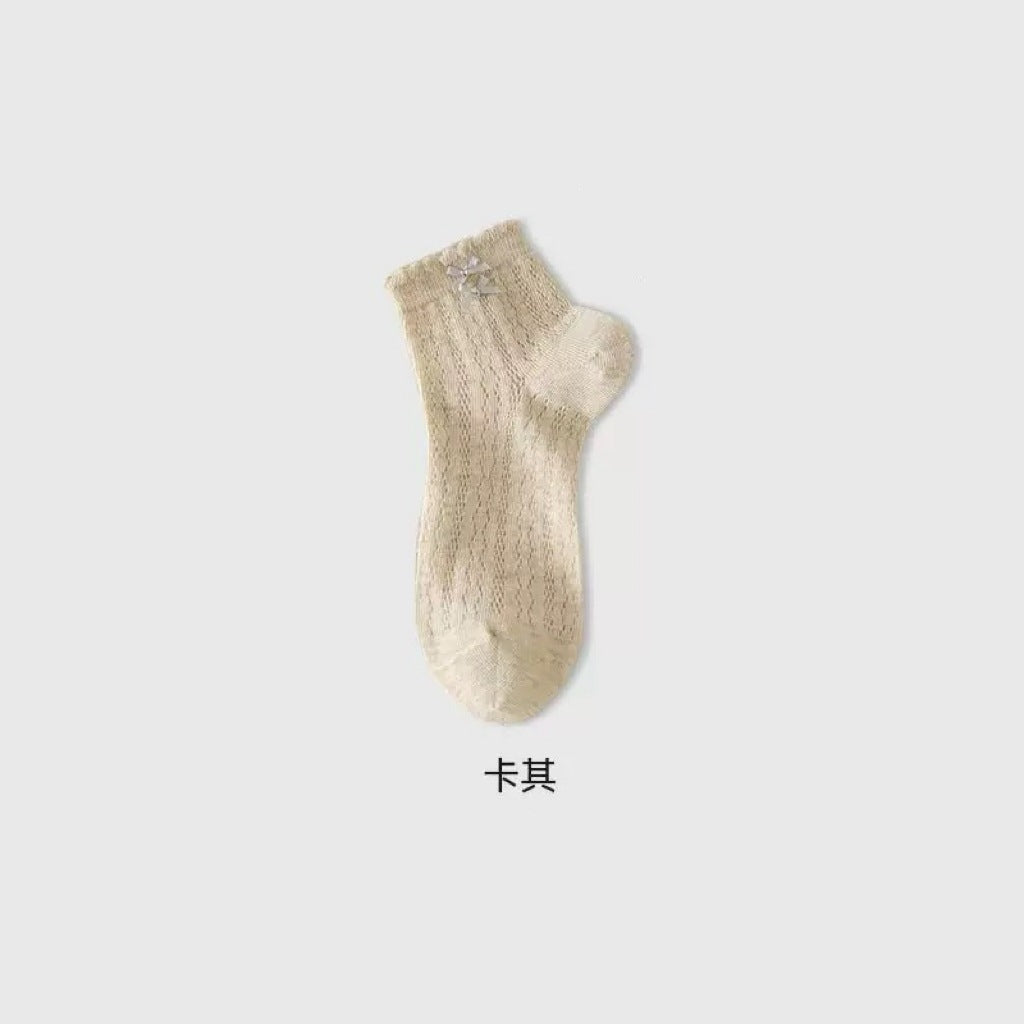 Women's Bow Ankle Socks | Breathable Mesh Summer Short Socks