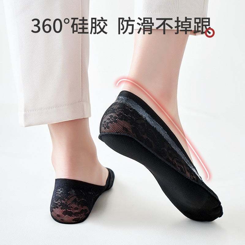 Lace No-Show Socks for Women | Non Slip Invisible Summer Socks