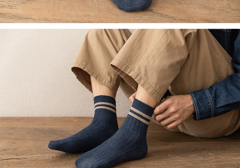 Men's Striped Cotton Crew Socks | Breathable All-Season Everyday