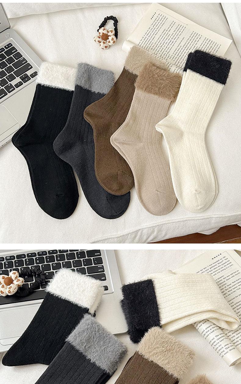 Cozy Fuzzy Crew Socks | Warm Thick Winter Socks for Women