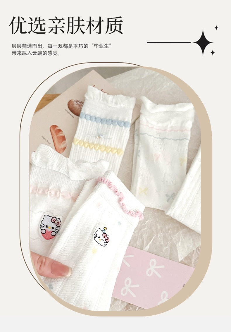 Cute Cotton Crew Socks for Women | Breathable Summer Mid-Calf Socks
