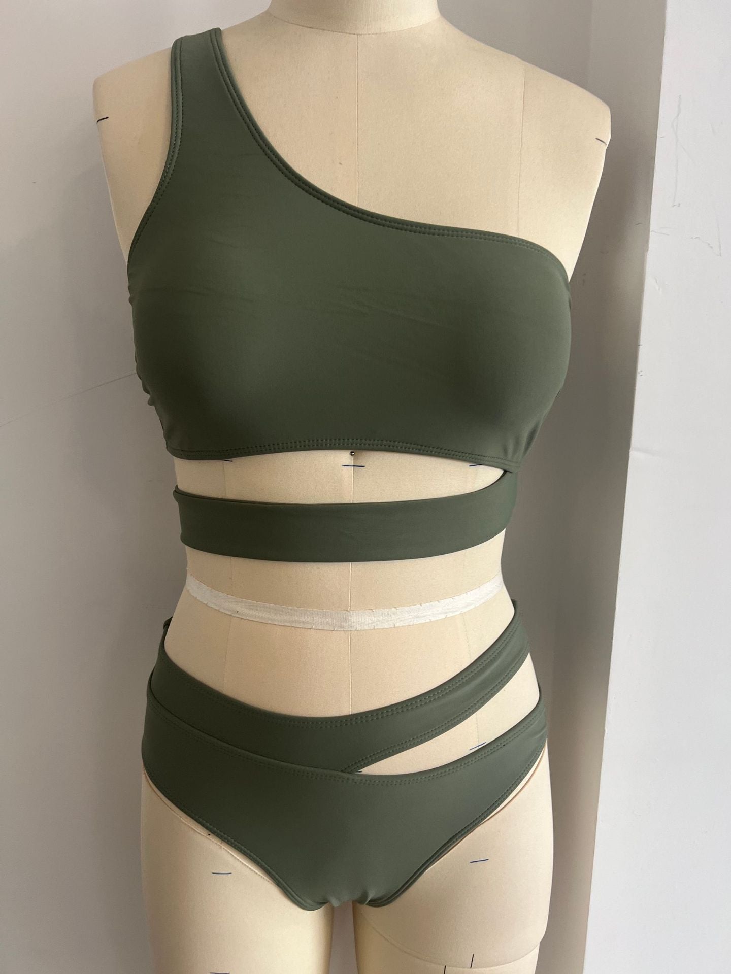 One-Shoulder Cutout Two-Piece Bikini | Sexy Women's Beach Swimwear