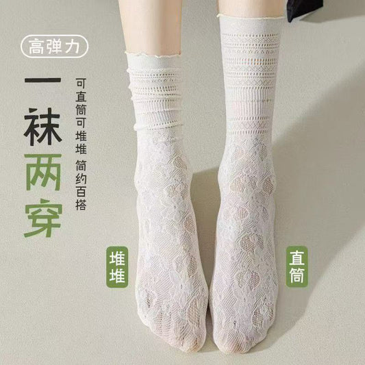 Lace Crew Socks for Women | Summer Thin Breathable Socks