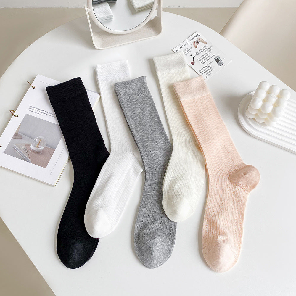 Thin Cotton Calf Socks | Breathable Solid Summer Socks for Women