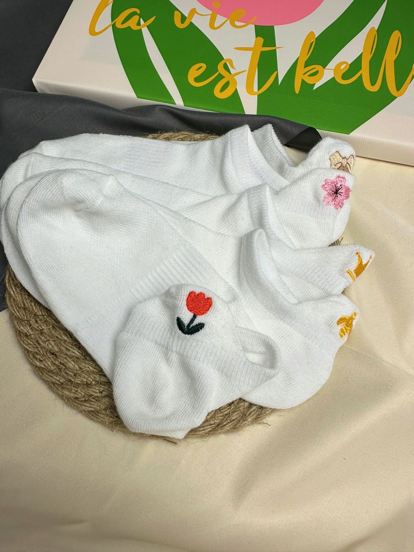 Cute Embroidered No Show Socks for Women | Breathable Cotton