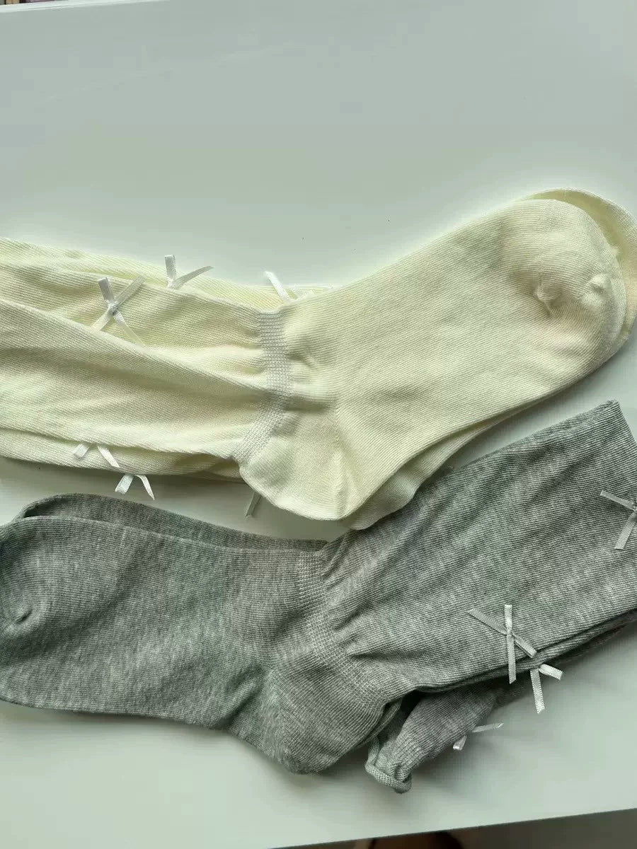 Bow Accent Slouch Socks | Thin Summer Calf Socks for Women