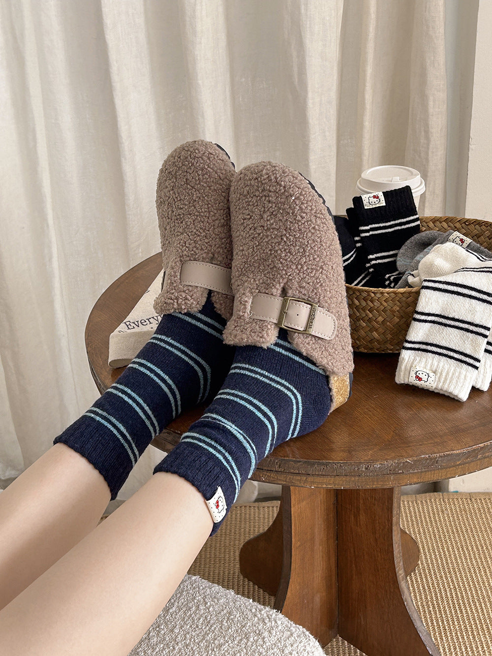 Cozy Wool Striped Crew Socks | Warm Winter Socks for Women