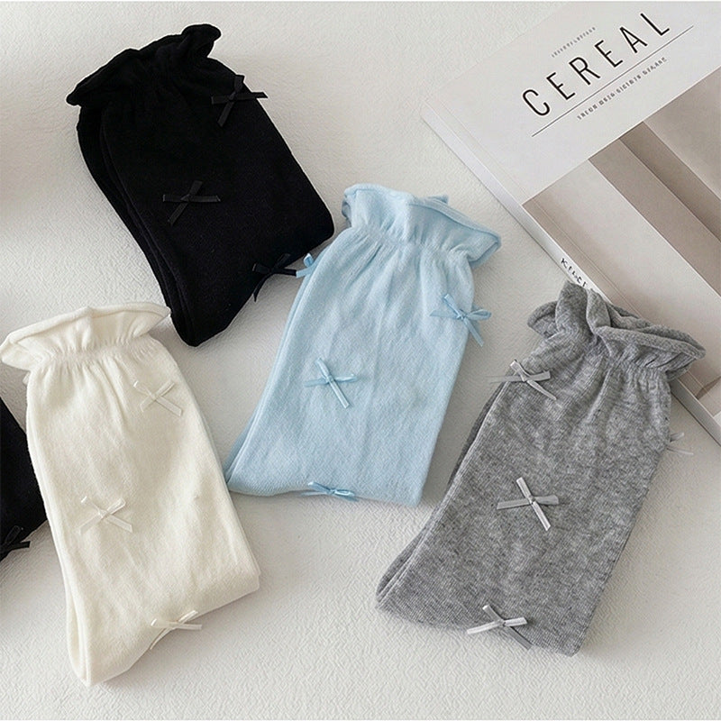 Crew Socks | Ballet Core Dainty Bow Calf Slouch Socks for Women