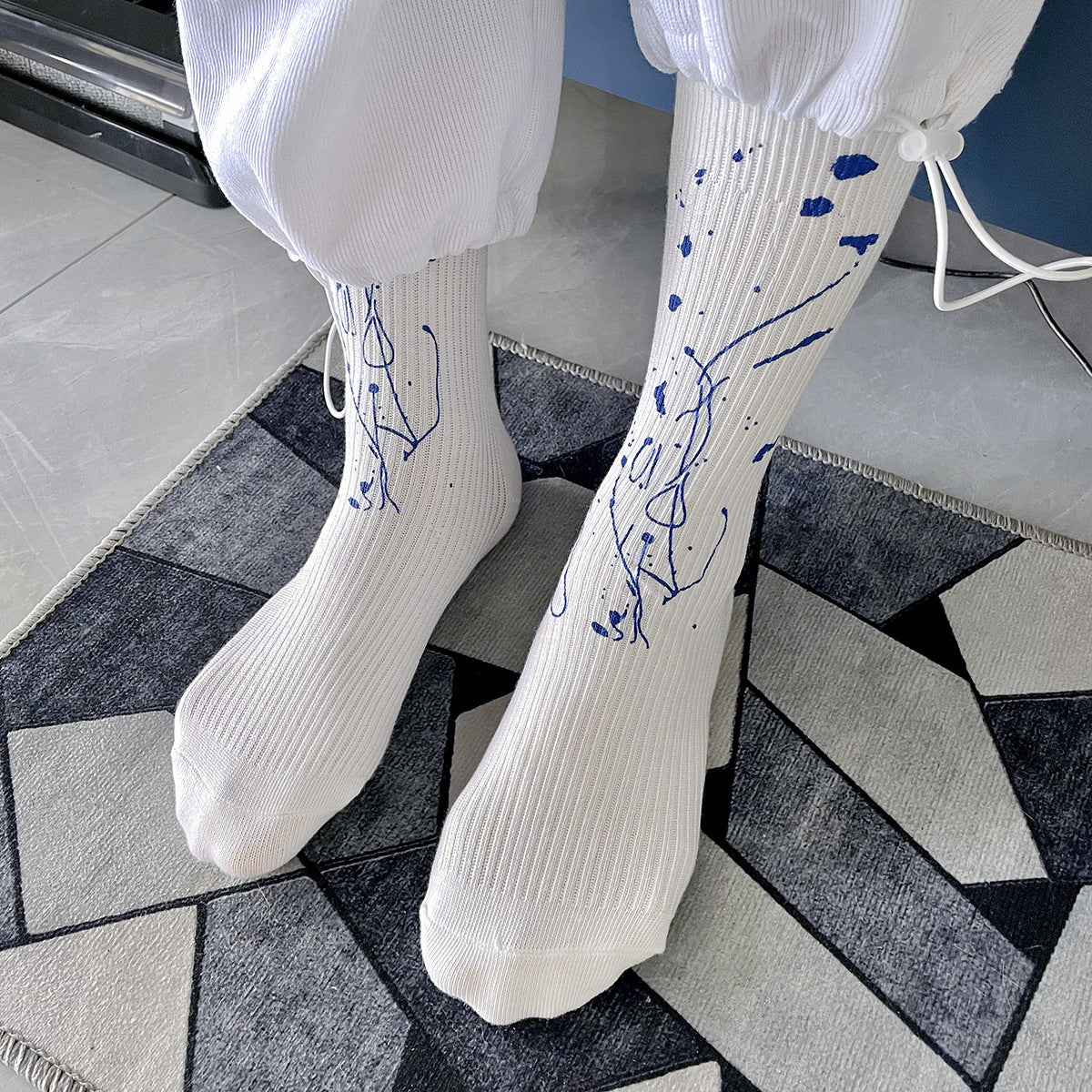 Splatter Graffiti Crew Socks | Breathable Trendy Streetwear Socks