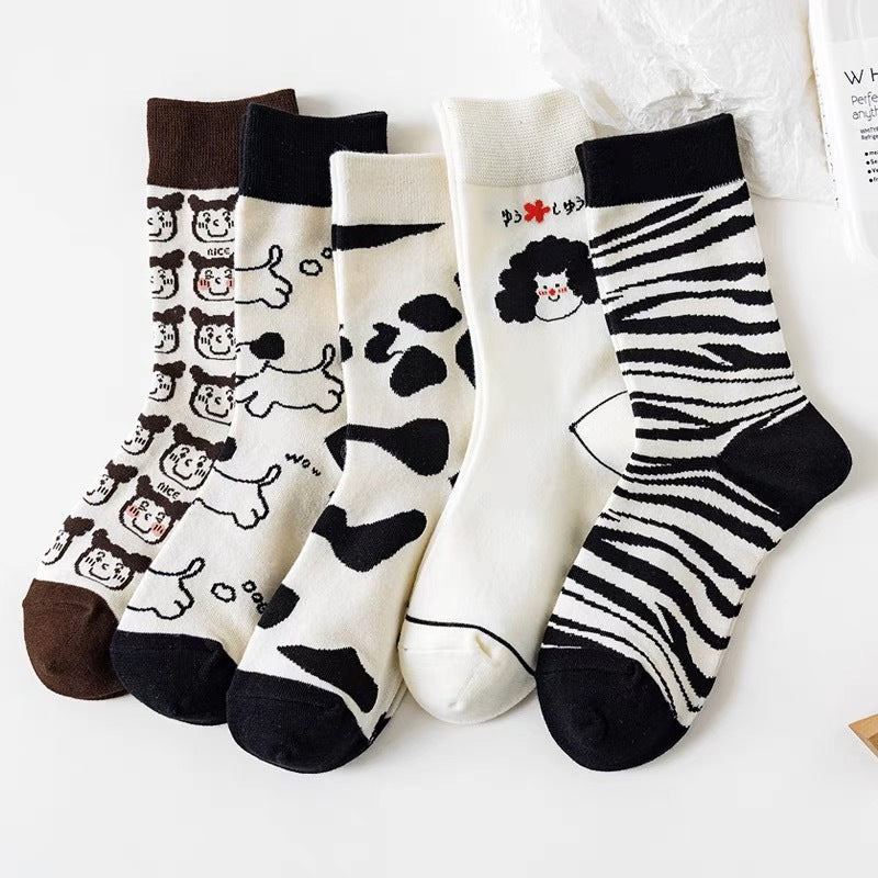 Cute Cartoon Novelty Crew Socks | Fun Patterned Cotton Socks for Women