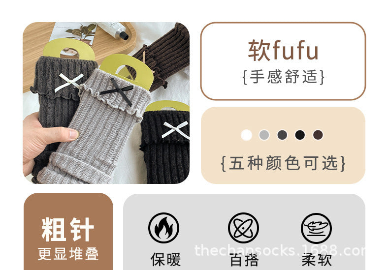 Cozy Ruffled Bow Slouch Socks for Women | Warm Winter JK Socks