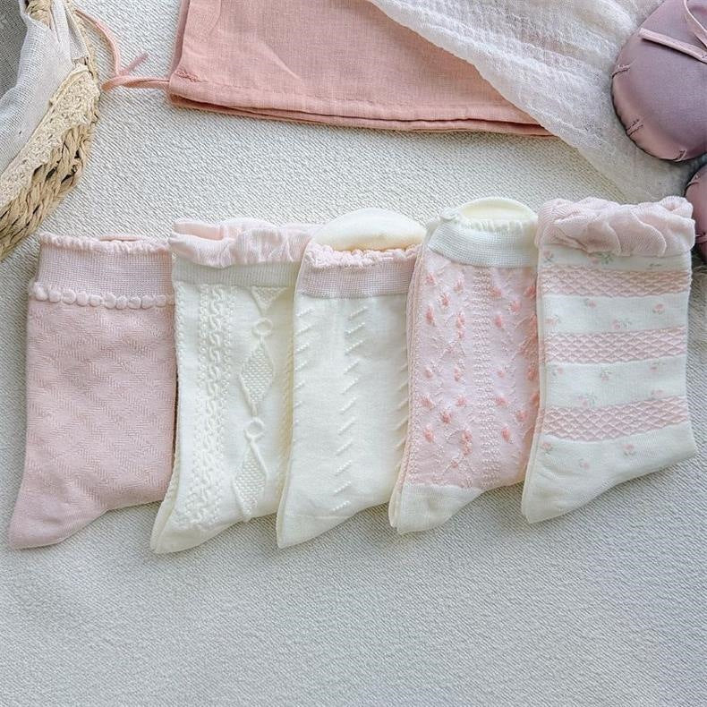 Sweet Patterned Crew Socks for Women | Breathable Cotton Casual Socks