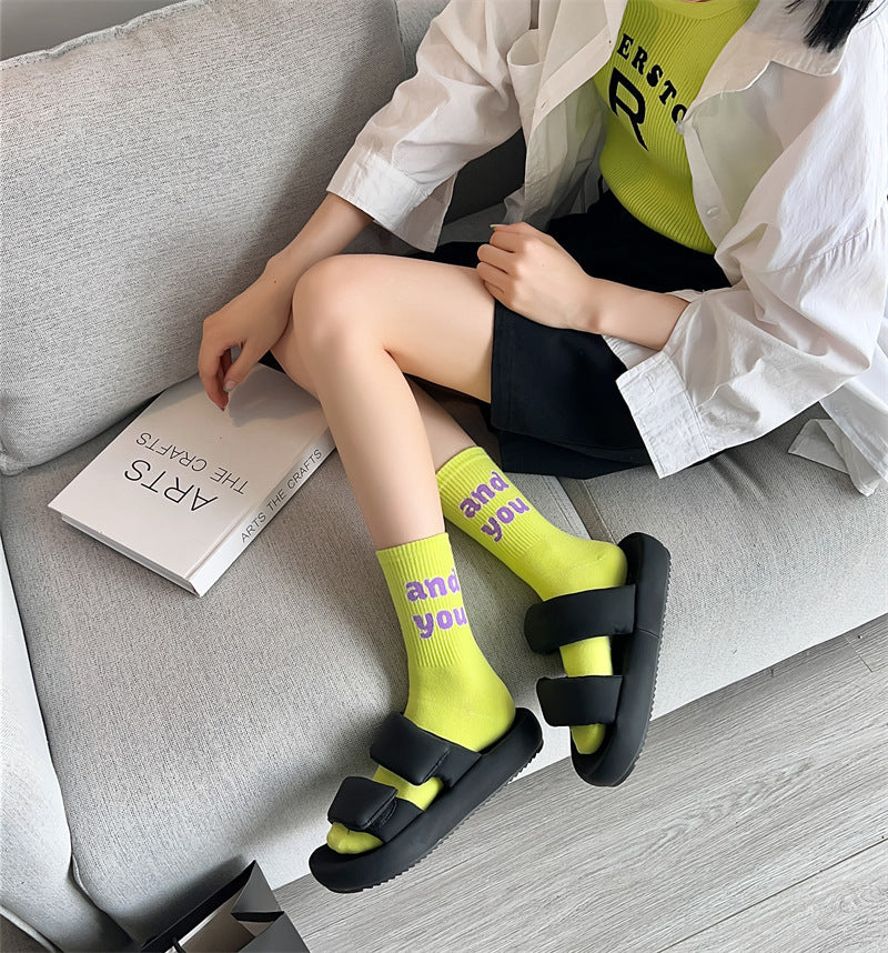 Trendy Graphic Crew Socks | Cotton Casual Athletic Socks for Women