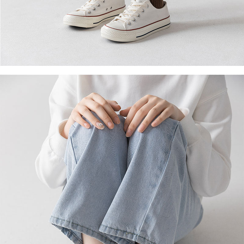 Ribbed Cotton Crew Socks for Women | Neutral Winter Slouch Socks