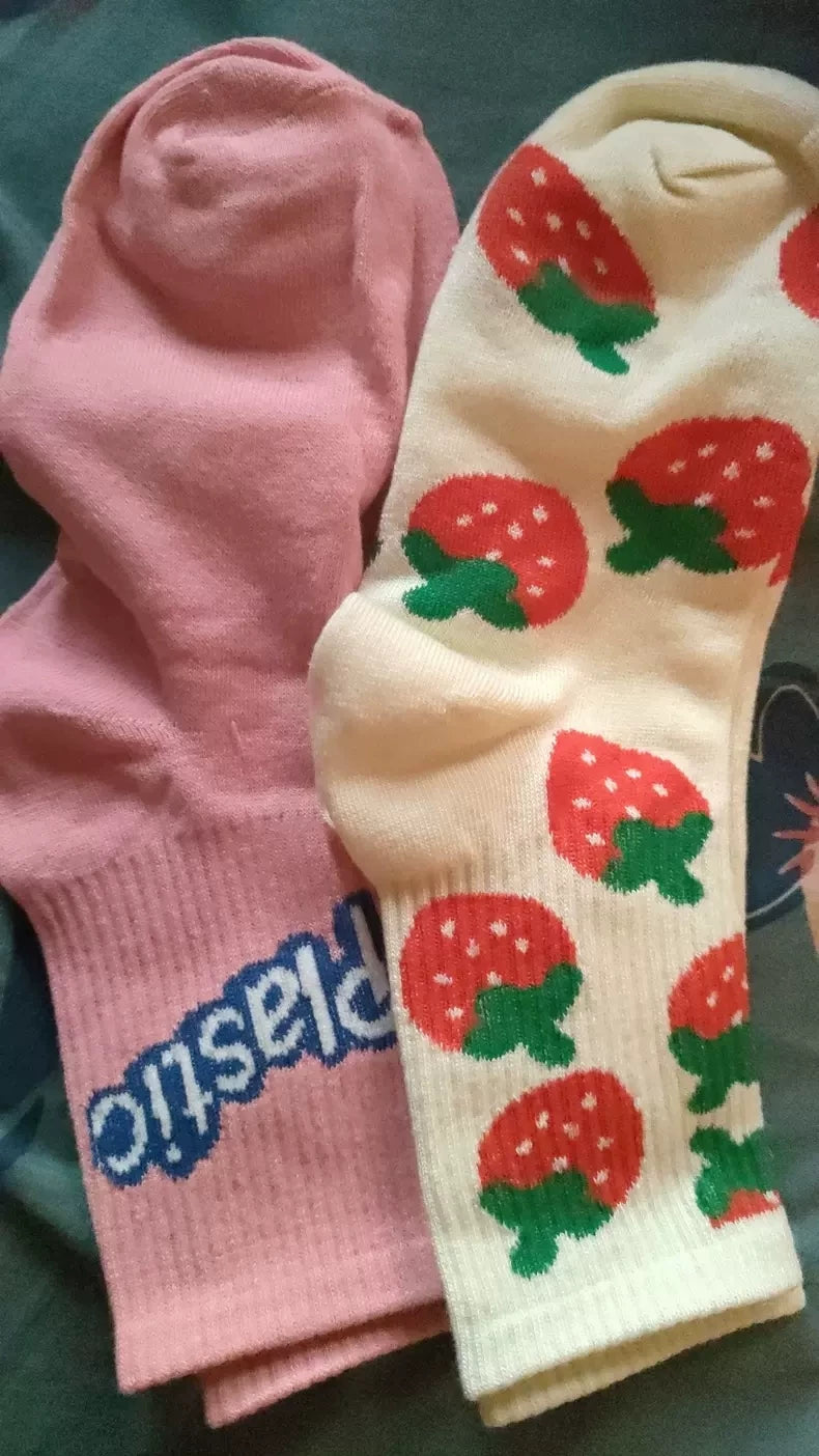 Trendy Patterned Cotton Crew Socks for Women | Cute Casual Socks