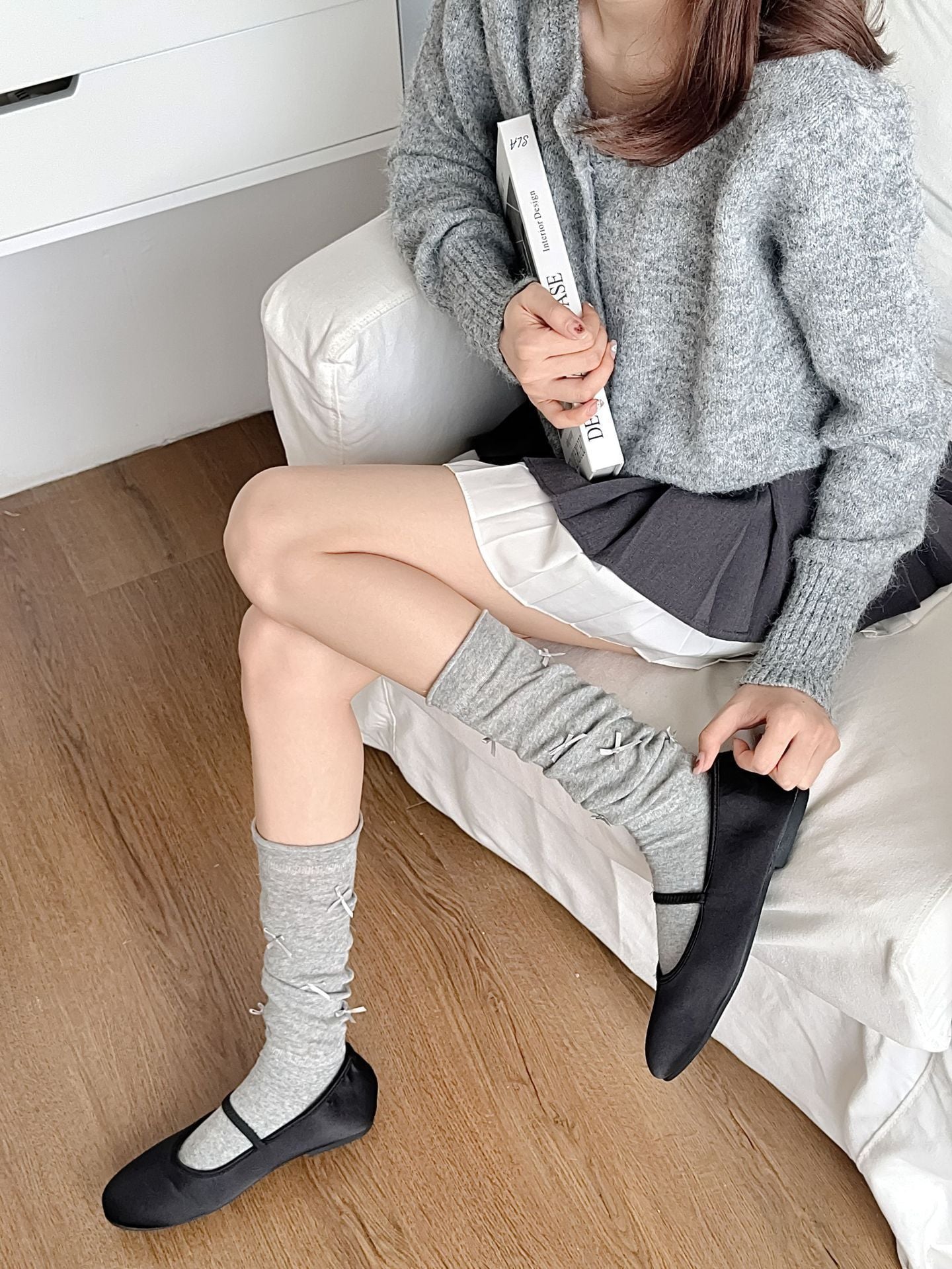 Bow Accent Slouch Socks | Thin Summer Calf Socks for Women