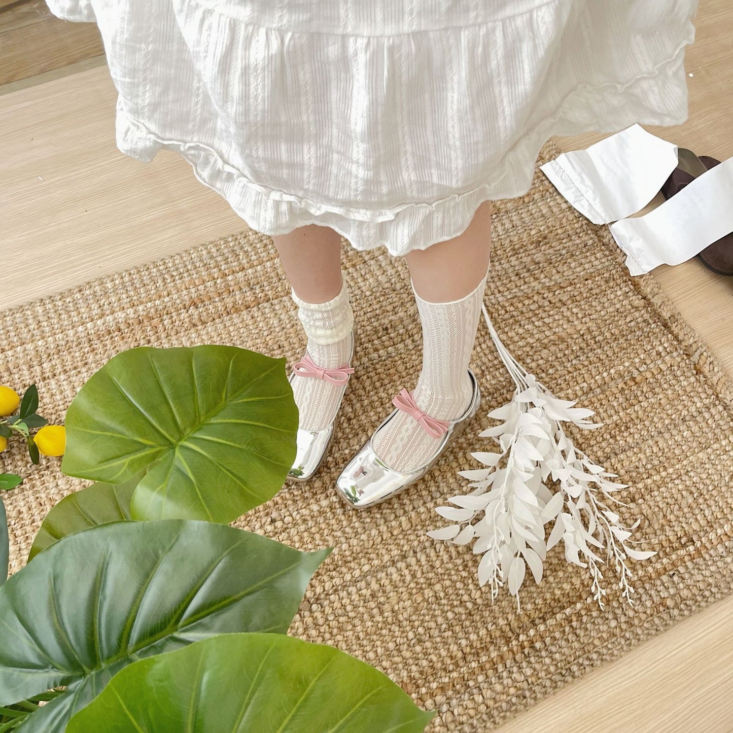 Lace Cable Calf Socks for Women | Thin Breathable Summer Mesh Socks