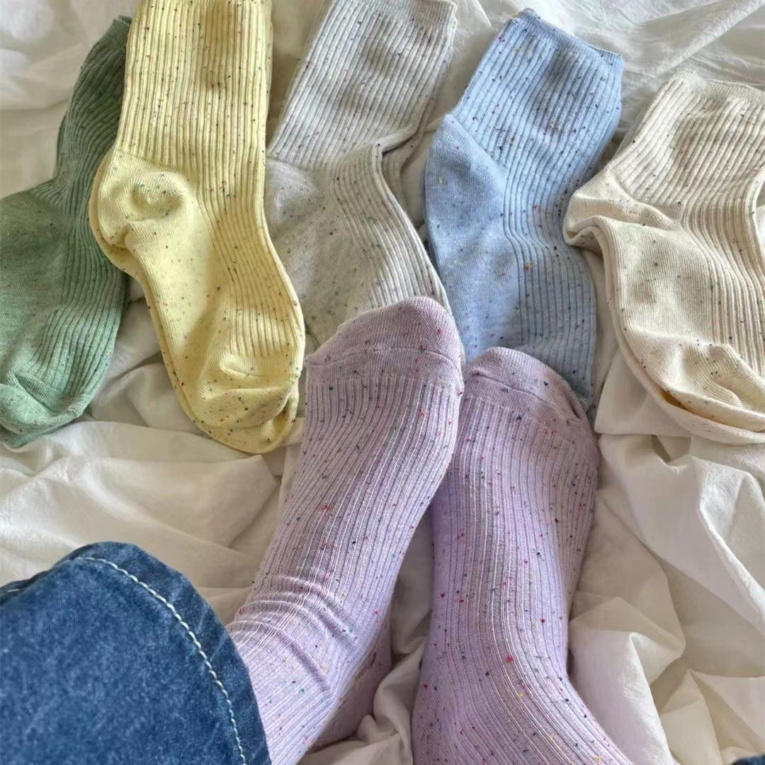 Speckled Cotton Crew Socks | Casual Everyday Women's Mid-Calf Socks