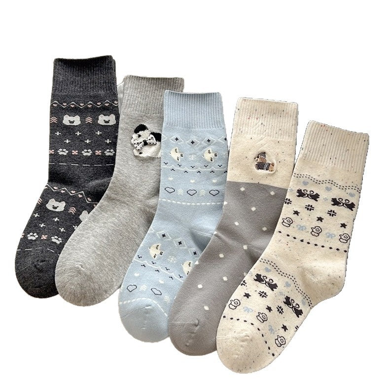 Cozy Cotton Crew Socks for Women | Cute Patterned Winter Socks