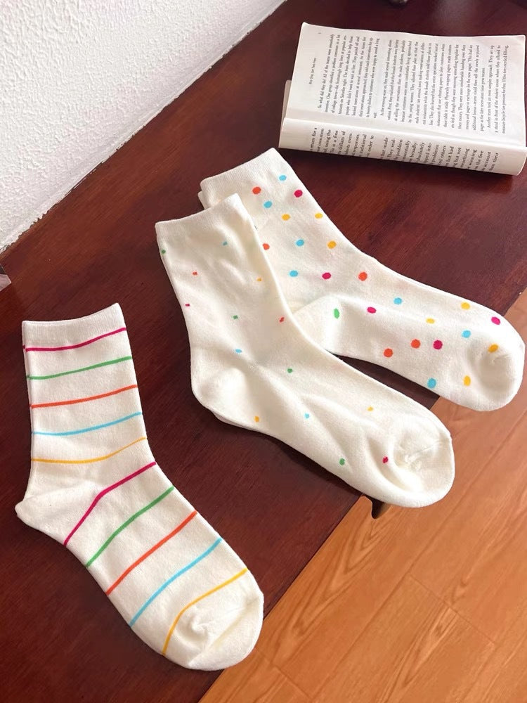 Cute Cotton Crew Socks for Women | Colorful Dopamine Patterned Socks