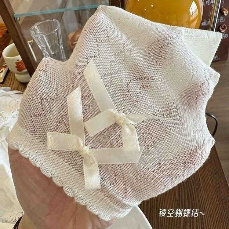 Lace Trim Heart Crew Socks | Bow Lolita Socks for Women