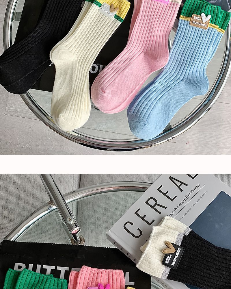 Trendy Colorblock Crew Socks for Women | Dopamine Style