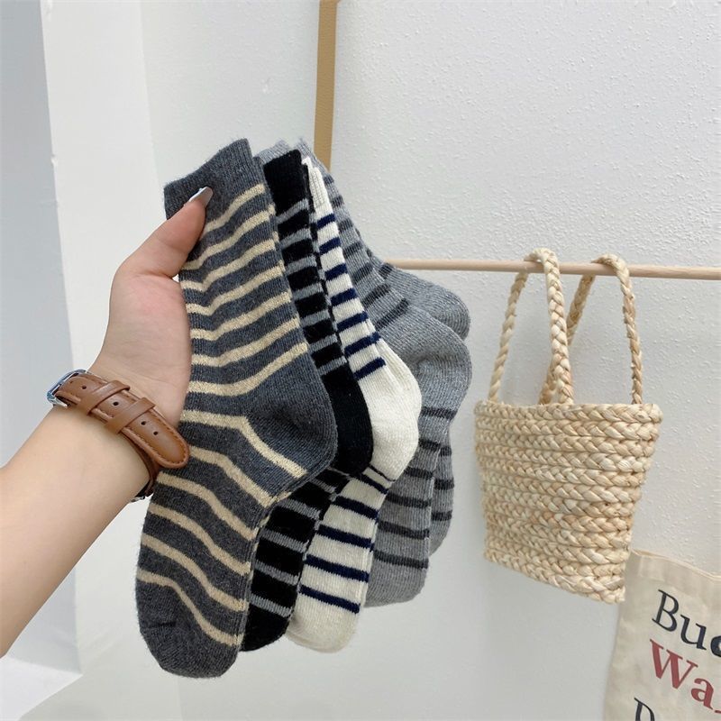 Cozy Striped Crew Socks for Women | Thick Warm Winter Socks