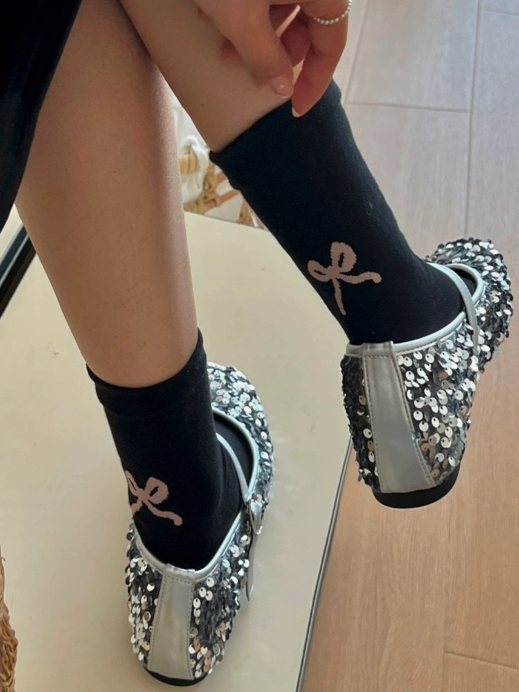 Embroidered Bow Crew Socks | Soft Cotton Balletcore Women's Socks