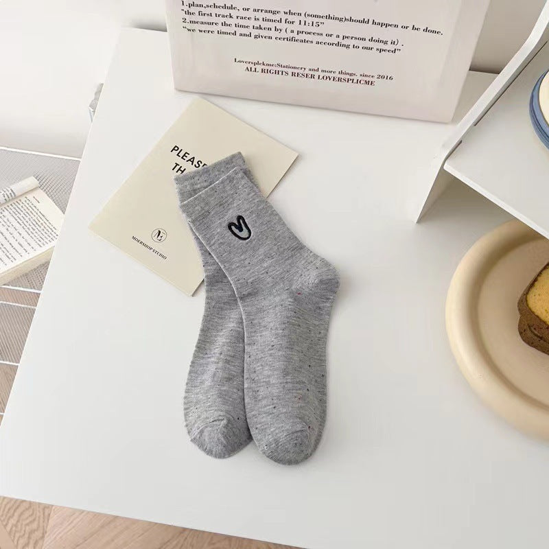 Speckled Embroidered Heart Crew Socks for Women | Casual Everyday Socks