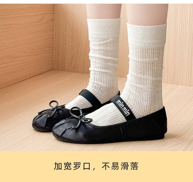 Thin Cotton Calf Socks | Breathable Solid Summer Socks for Women