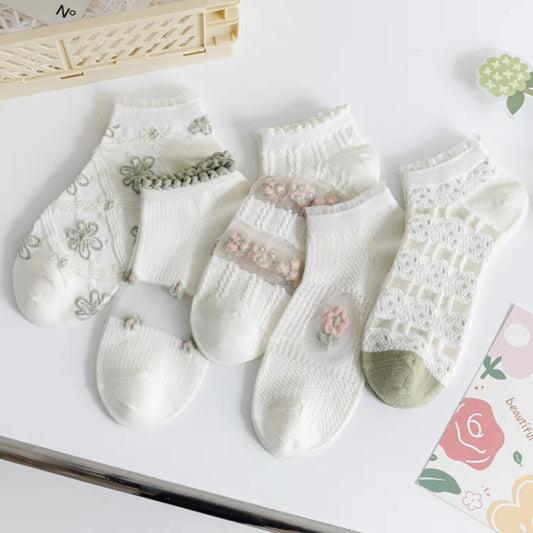 Cute Floral Ankle Socks | Thin Breathable Summer Socks for Women