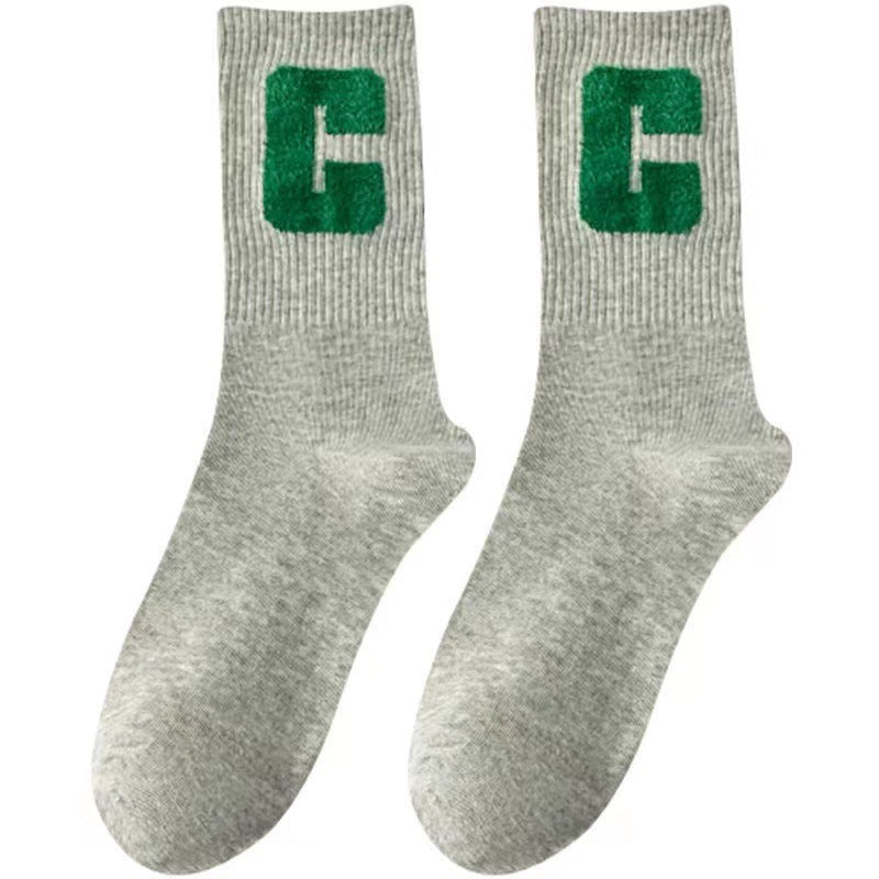 Trendy C Logo Crew Socks for Women | Soft Everyday Casual Socks