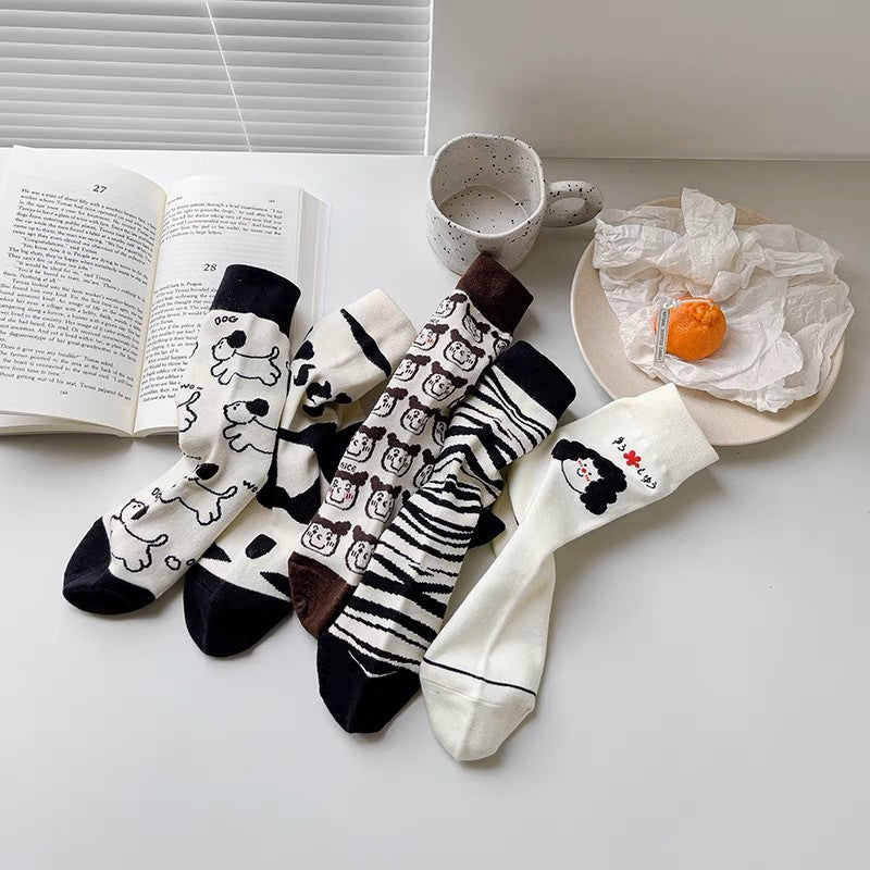 Cute Cartoon Novelty Crew Socks | Fun Patterned Cotton Socks for Women