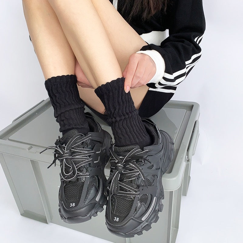 Solid Chunky Slouch Crew Socks | Cozy Casual Socks for Women