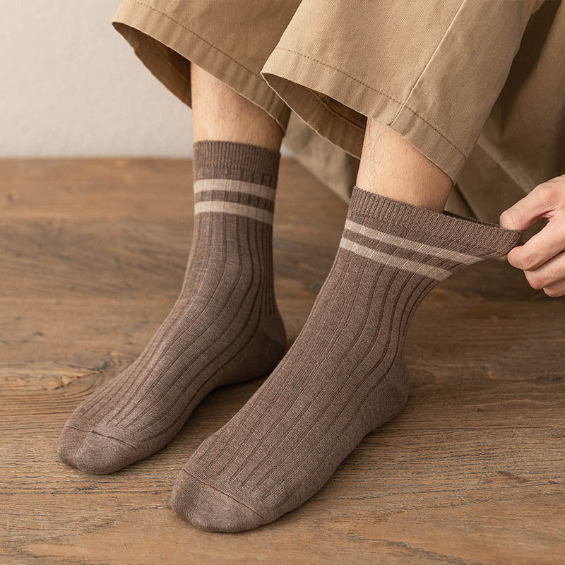 Men's Striped Cotton Crew Socks | Breathable All-Season Everyday