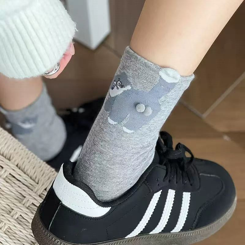 Funny 3D Cat Novelty Crew Socks for Women | Soft Cotton Cute Socks