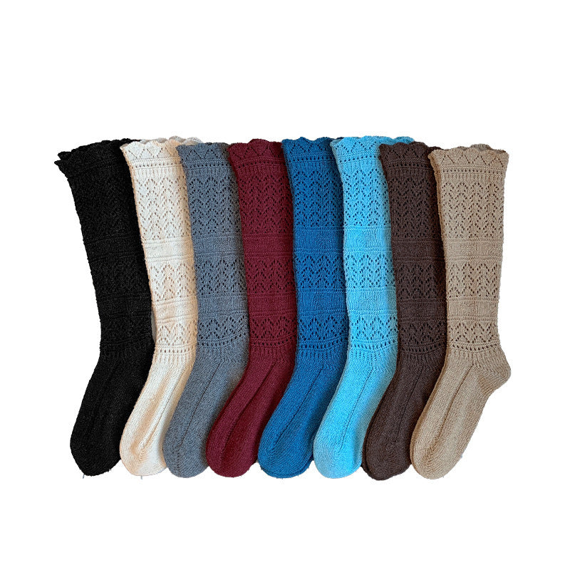Vintage Openwork Chunky Knit Calf Socks | Cozy Winter Women's Socks