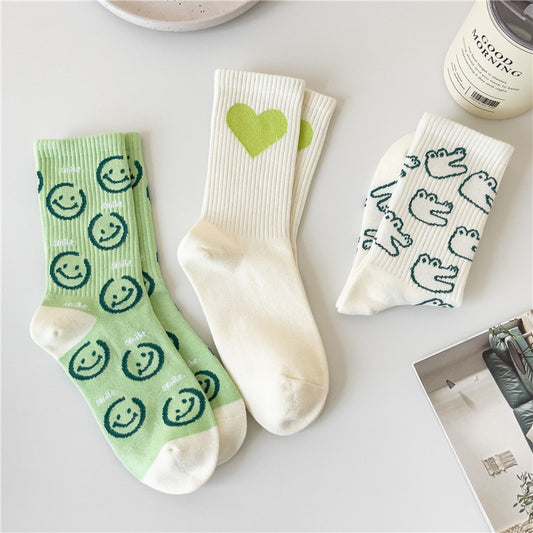Cute Patterned Crew Socks for Women | Soft Cotton Casual Socks