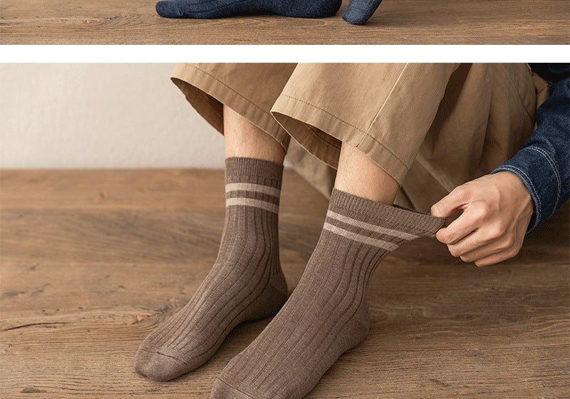 Men's Striped Cotton Crew Socks | Breathable All-Season Everyday