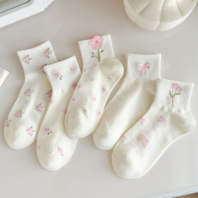 Dainty Floral Ankle Socks for Women | Breathable Everyday Socks