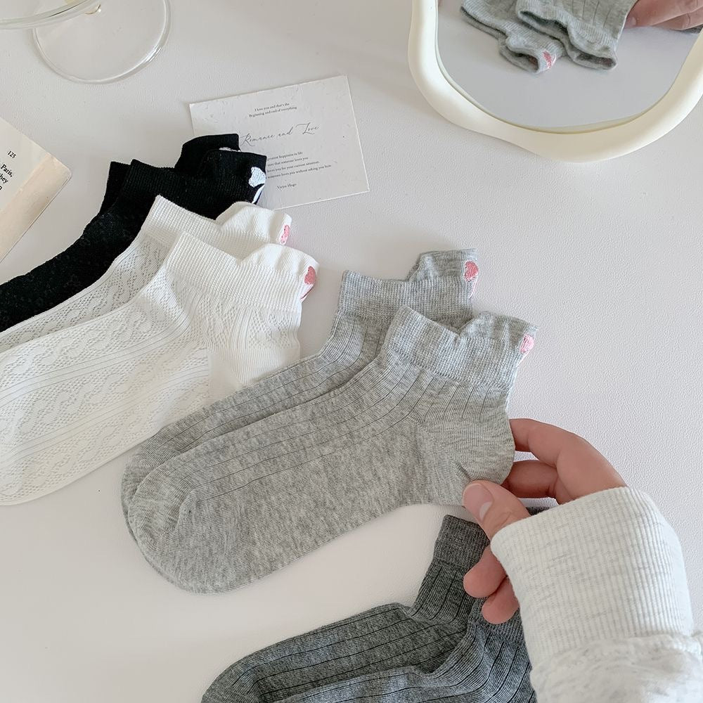 Bow Embroidered Ankle Socks for Women | Breathable Summer Mesh Socks