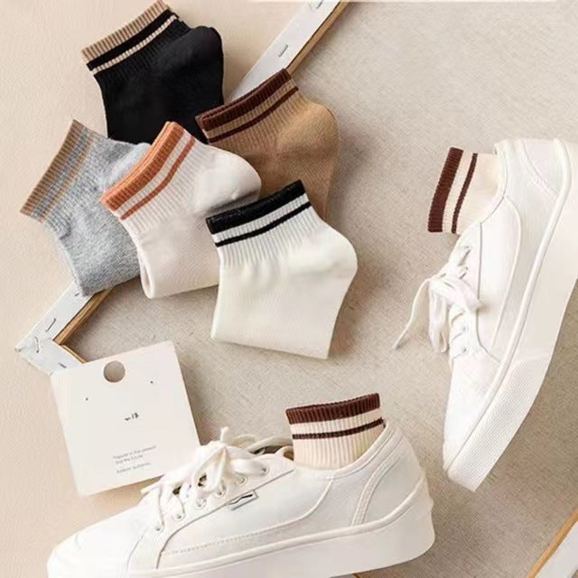 Striped Ankle Socks for Women | Breathable Cotton Casual Summer Socks
